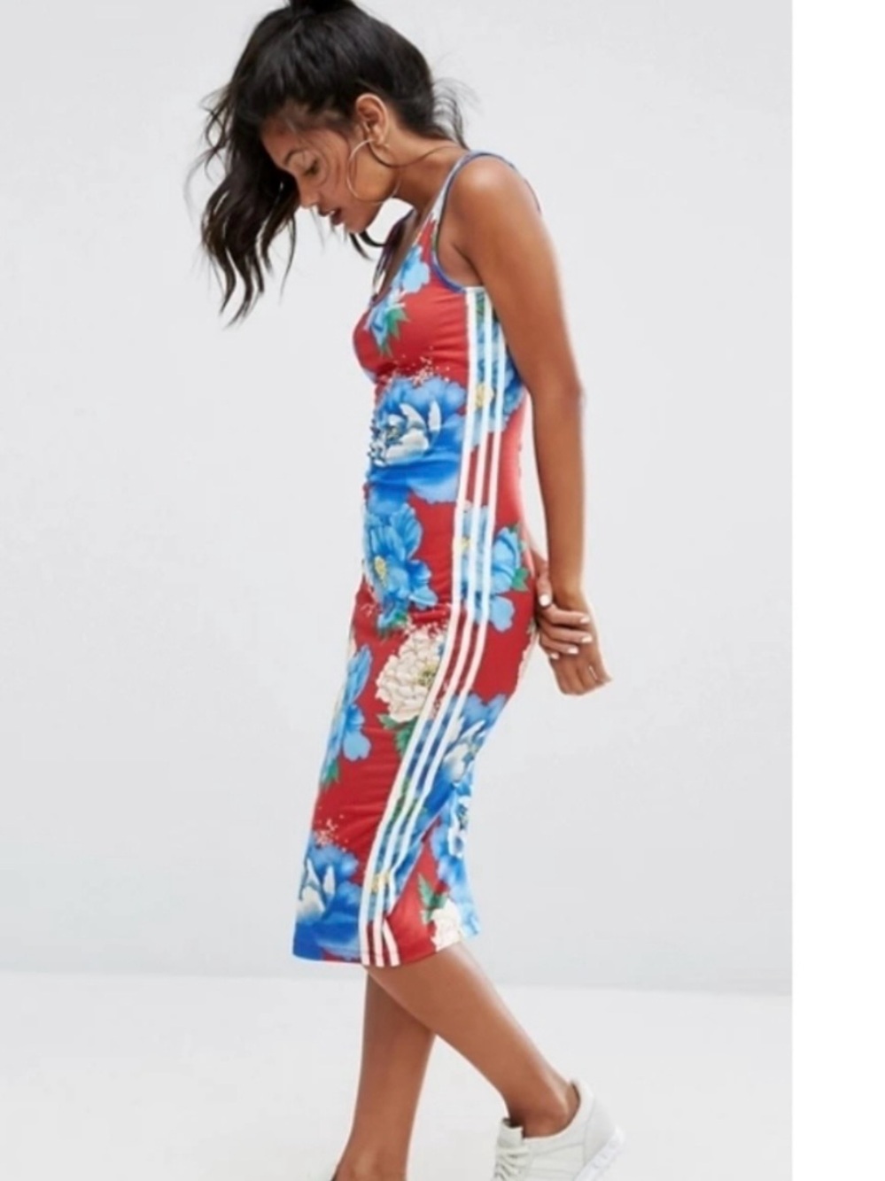 adidas x Farm Rio Chita Red & Blue Floral Bodycon Tank Dress - Picture 12 of 13